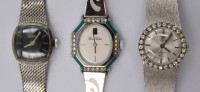 Auktion 373 / Los 2022 <br>3x div. Vintage-Damen-Armbanduhren, Ling, Pierre Colier und ZenTra, je Handaufzug, Werrke laufen, Ling l&auml;sst sich nicht einstellen, teilw. Tragespuren, ca. D-2 bis 2,4cm