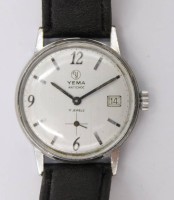 Auktion 373 / Los 2035 <br>Vintage-Armbanduhr, Yema, Handaufzug, Werk l&auml;uft, D-3,5cm, getragene Erhaltung