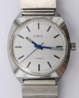 Auktion 373<br>Vintage-Armbanduhr, Diehl, Handaufzug, Werk l&auml;uft, D-3,5cm, getragene Erhaltung