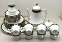 Auktion 373<br>Kaffeeservice, 28 Teile "Scherzer" gr&uuml;ner Rand mit &Auml;tzgold-Rand