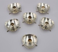 Auktion 373 / Los 11005 <br>6x versilberte Kerzenhalter von Cohr Atla Denmark, je ca. H-1,5cm D-ca. 5,5cm