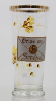 Auktion 373 / Los 10004 <br>Andenkenglas ,, Gruss aus Bruchsal '' , Emaille-Malerei und Goldrand .