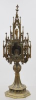 Auktion 373 / Los 15006 <br>Neugotisches Turmreliquiar aus Messing um 1900 .