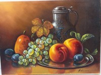 Auktion 373<br>Widmann, Obststilleben,  &Ouml;l/Leinen,   30x40 cm