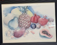 Auktion 373<br>Kunstdruck nach W. Freidemann, Obststilleben, ger/Glas, RG 33x43 cm