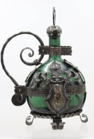 Auktion 373 / Los 15011 <br>Eine Bocksbeutel Flasche im Schmiedeeisernem St&auml;nder 