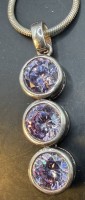 Auktion 373<br>Silber Schlangenhalskette-925- mit Silber-925- Anh&auml;nger von Lumani, 3 rosa Amethyste, Kette L-42 cm, Anh&auml;nger L-4 cm, zus. ca. 15 gr