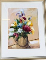 Auktion 373 / Los 4028 <br>unleserl. sign. Blumenstilleben, Aquarell, ger/Glas, 57x45 cm