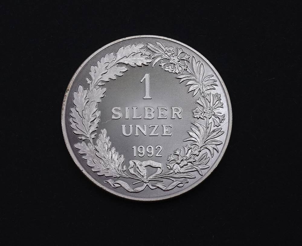 | 1 Silber Unze 1992 Helvetia, Schweiz | Auktionshalle Cuxhaven GBR®