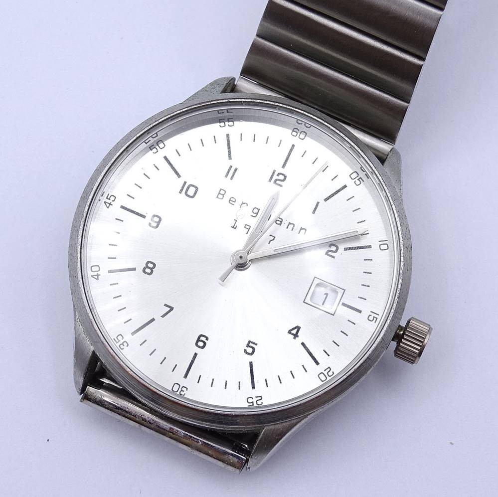 Auktion Herren Armbanduhr Bergmann, Quartzwerk, Gehäuse