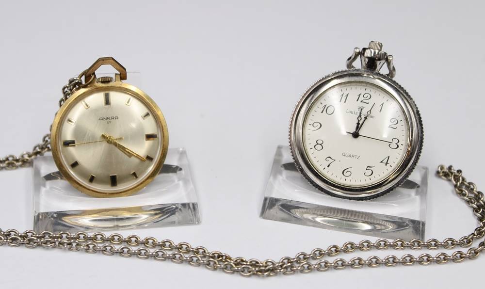 Auktion 351, 2x Frack-Uhren, Anker Louis Jourdan Quartz, Anker Werk  läuft, D-3,5cm D-4cm