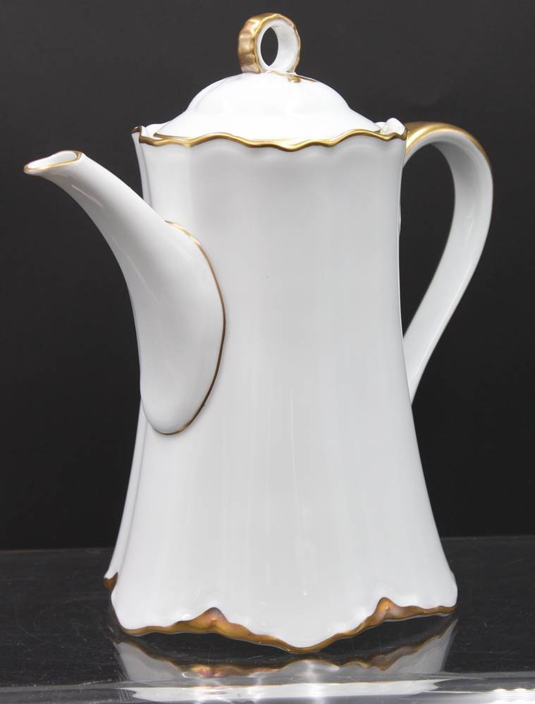 Auktion , Kaffeekanne, Hutschenreuther, Goldrand, H-23,5cm