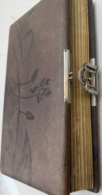 Auktion 373<br>Jugendstil-Fotoalbum mit ca. 50 Fotos aus der Zeit, Buchrücken beschädigt, 35x20 cm, B-6 cm [1]