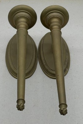 Auktion 373<br>Paar grosse Wand-Kerzenhalter, massiv Messing, Handarbeit, H-ca. 41 cm [1]