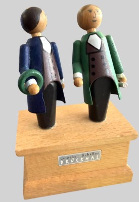 Auktion 373<br>Goethe Schiller Drückmal, Hess-Handarbeit, H-11 cm, B-6,5 cm, Drückspiel, wohl Erzgebirge [1]
