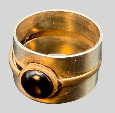 Auktion 373<br>breiter Silberring-925- mit schwarzen Stein, RG 56, 5,44 gr. [1]