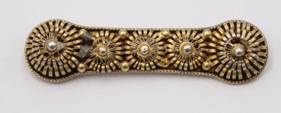 Auktion 373<br>Silberbrosche vergoldet- gepr.  Gemarkt wohl 13 lötig ,,Christiania '' Tostrup  [1]