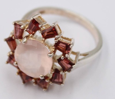 Auktion 373<br>Ring mit roten und pinken Steinen, 925er Silber, RW 58, 5,1 Gramm [1]