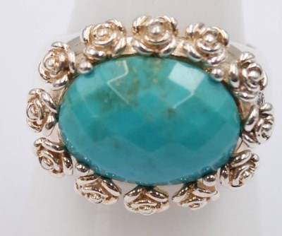 Auktion 373<br>Ring mit einem facettierten Türkis, 925er Silber, RW 59, 8,7 Gramm [1]