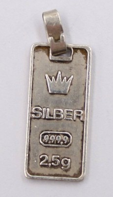 Auktion 373<br>kl. Silber Anhänger,Feinsilber Barren 2,5 Gramm, Rückseitig Zwilling Sternzeichen [1]