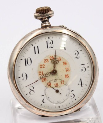 Auktion 373<br>Taschenuhr aus Silber 800, Werk bezeichnet 
