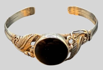 Auktion 373<br>Silber-Armspange-925- mit schwarzen Lagenstein (Onyx), 18,18 gr. [1]