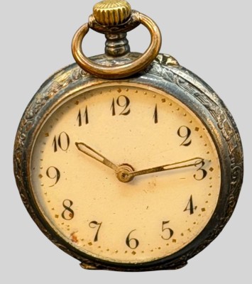 Auktion 373<br>mechan. Damentaschenuhr in Silbergehäuse-800-, emaill. Ziffernblatt mit kl. Abplatzer, D-3 cm, Werk steht [1]