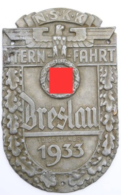 Auktion 373<br>eine Plakette  von der NSKK Sternfahrt nach Breslau am 10. September 1933. [1]