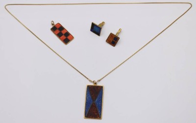 Auktion 373<br>4 x Emaille Schmuck von Schibensky gemarkt . [1]