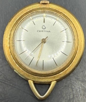 Auktion 373<br>mechan. Certina Damen-Umhängeuhr, vergoldet, Werk läuft, D-3,5 cm [1]