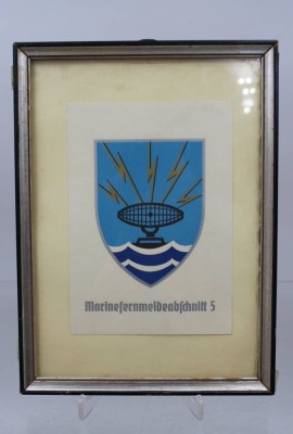 Auktion 373<br>gerahmtes Bild des Wappens des Marinefernmeldeabschnitts 5 der Bundesmarine. [1]