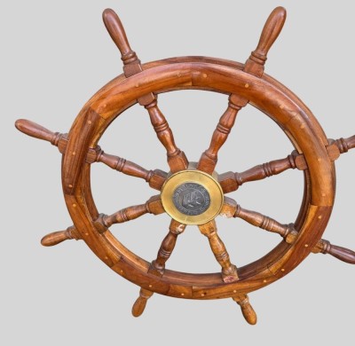 Auktion 373<br>Holz Steuerrad, Nabe mit HAPAG Plakette, D-82 cm [1]