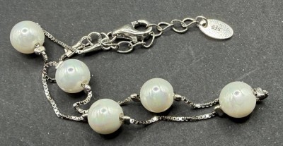 Auktion 373<br>Silber Armkettchen-925- mit Perlen, L-19 cm, 2,89 gr [1]