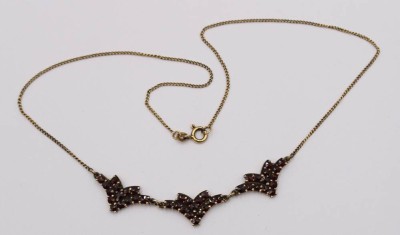 Auktion 373<br>Granat-Collier, 925er Silber vergoldet, ca. l-40cm, 6,6gr. [1]