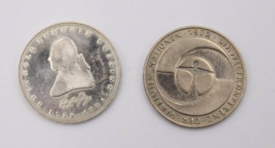Auktion 373<br>2x div. 5 DM Münzen, 1981/82, 10. Jahrestag der Umweltkonferenz der Vereinten Nationen von 1972 und 200. Todestag des Dichters Gotthold Ephraim Lessing [1]