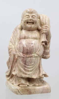 Auktion 373<br>lachender Buddha, aus poliertem Stein ?, gemarkt, ca. H-19,5cm [1]