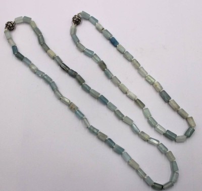 Auktion 373<br>2x Halsketten, Aquamarin-Rondellen, Magnetschließen, ca. L-62cm u. L-44cm [1]