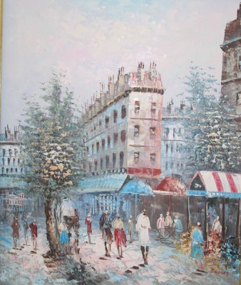 Auktion 373<br>Caroline C. BURNETT (1877-1950) Pariser Straßenszene, Öl/Leinwand, gerahmt, RG ca. 70 x 59cm [1]