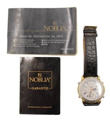 Auktion 373<br>Herren-Armbanduhr, Noblia, Quarzwerk, nicht geprüft, getragene Erhaltung, Papiere anbei, D-3,7cm [1]