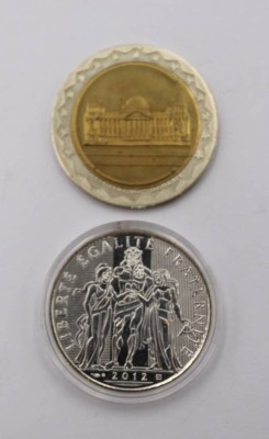 Auktion 373<br>Medaille Währungsunion sowie 10 Euro, Silber (500er) [1]