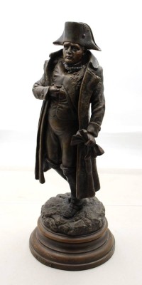 Auktion 373<br>Figur des stehenden Napoleon, deutsch oder Frankreich, um 1900,  bronzierter Zinkguss, signiert 
