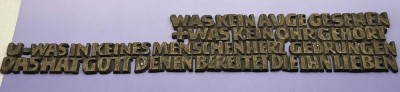 Auktion 373<br>massives Bronze Bibelzitat, in 3 Teilen, B- ca. 44 cm [1]