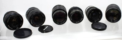 Auktion 373<br>6x verschiedene Vintage-Kameraobjektive, u. a.  Marken wie Kenlock, Soligor, Pentacon und Minolta, Funktionen nicht geprüft [1]