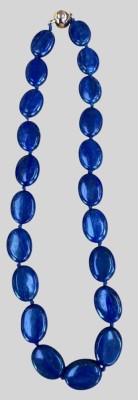 Auktion 374<br>elegante Halskette aus polierten, ovalen Lapislazuli, L-ca. 50 cm, 86,5 gr., vergoldete Magnetschliesse [1]