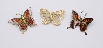 Auktion 374<br>3x Modeschmuck-Schmetterlingsbroschen, je ca. 4,5 x 4cm [1]