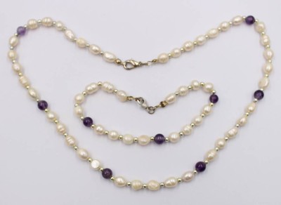 Auktion 374<br>SW-Perlenset. Kette und Armband, Amethystkugeln, ca. L48cm u. 20cm [1]