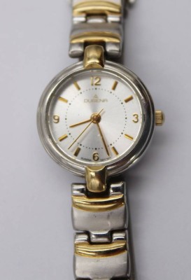 Auktion 374<br>Damen-Armbanduhr, Dugena, Quartz, Werk nicht geprüft, ca. D-2,2cm [1]