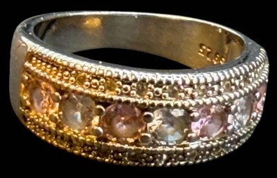 Auktion 374<br>Silberring-925- mit hellen und rosa Steinen,  RG 56, 4,87 gr. [1]