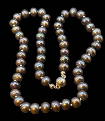 Auktion 374<br>Tahiti Zuchtperlenkette mit Silber Magnetschliesse-925-, vergoldet, 