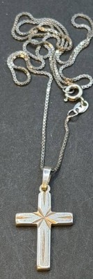 Auktion 374<br>Silberkette mit Kreuzanhänger, -925-, L-44 cm, 3,7 gr [1]